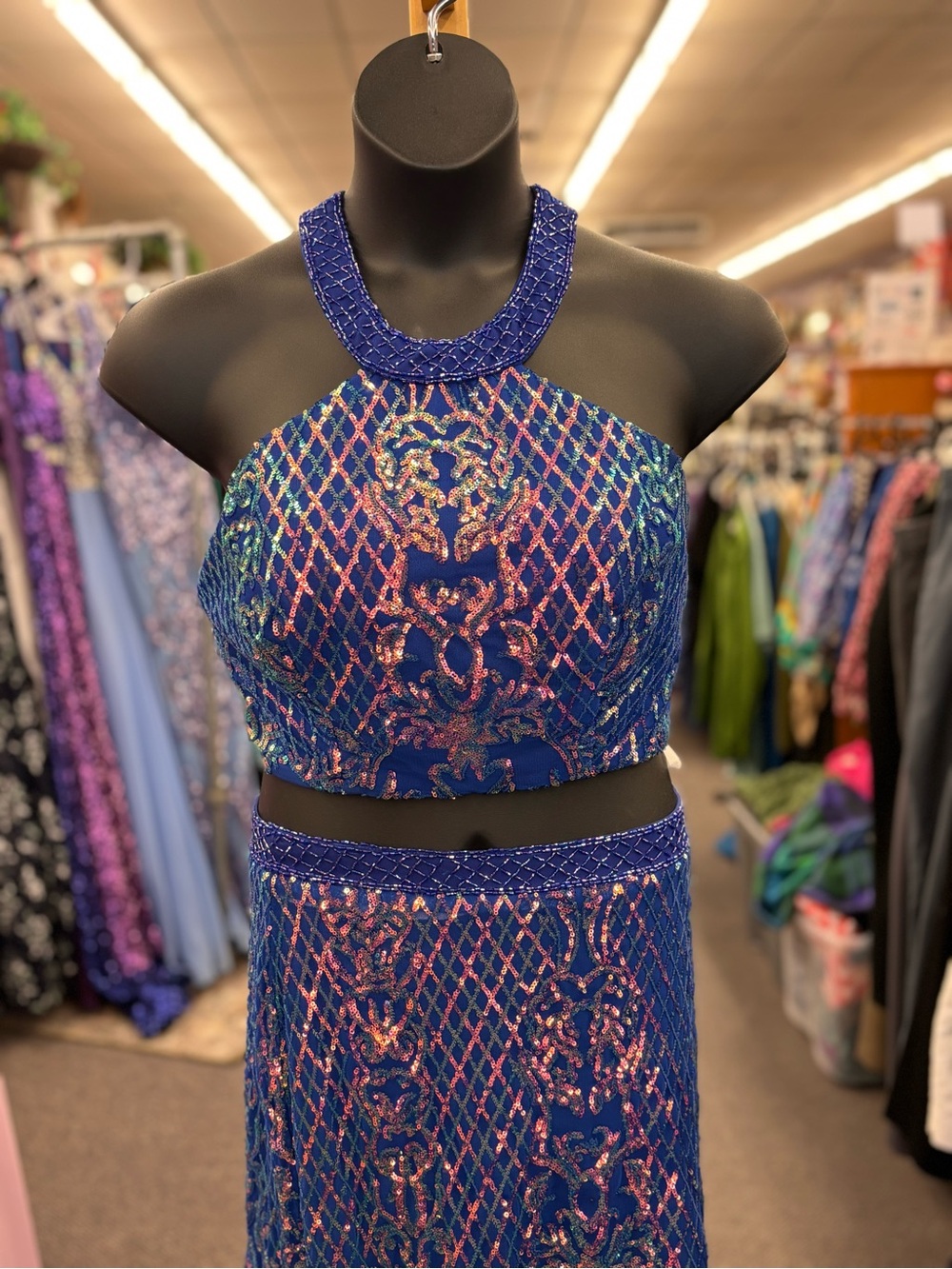 🛍️Rachel Allen Ladies 12 Blue/Purple Sequence Formal Dress